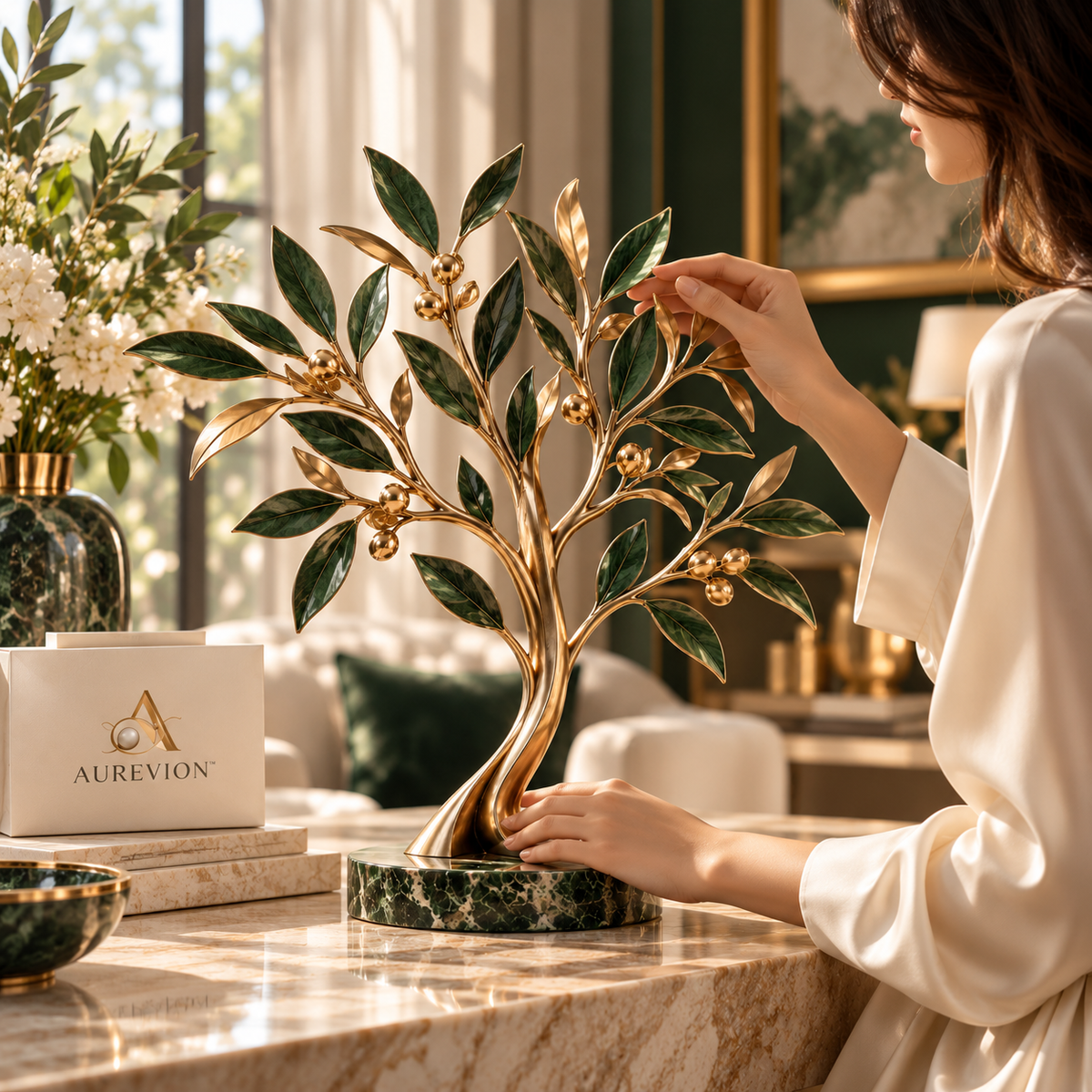 AUREVION™ Verdelle Botanical Metal Tree Sculpture