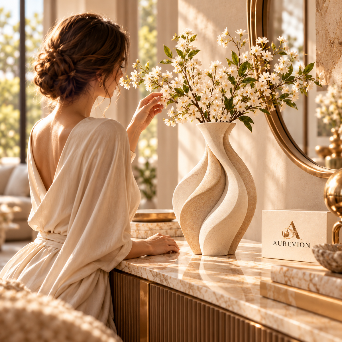 AUREVION™ Solenne Ceramic Flow Vase