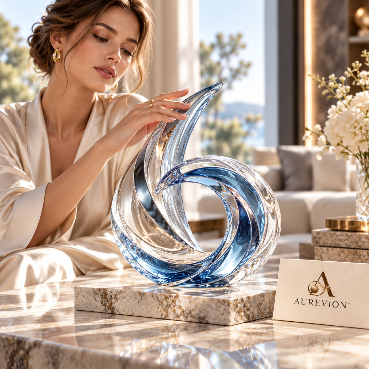 AUREVION™ Mirava Crystal Wave Ornament