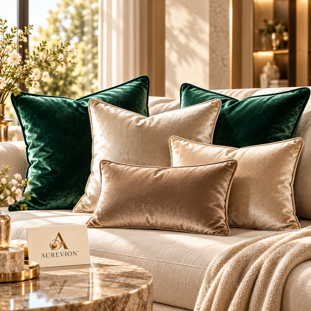 AUREVION™ Eloria Velvet Decorative Cushion Set